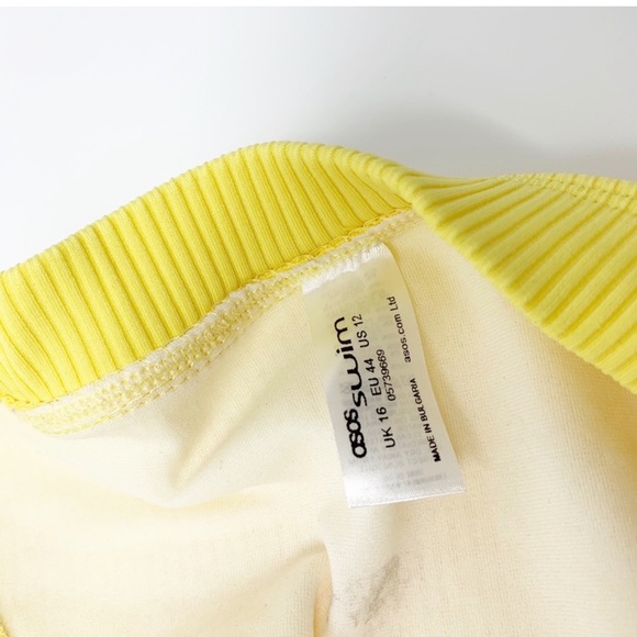 ASOS SWIM Yellow Ribbed Cheeky Bikini Bottom - Picture 5 of 5